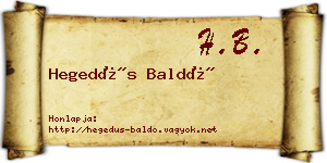 Hegedűs Baldó névjegykártya